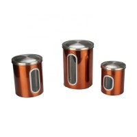 Stainless Steel Canister Sets with Anti-Fingerprint Lid and Visible Window, Cereal Container Set of 3 (copper)