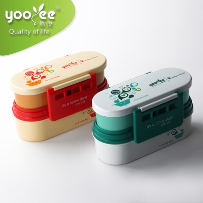 405 Locked Multi-compartment Plastic Bento Lunch Box with spoon